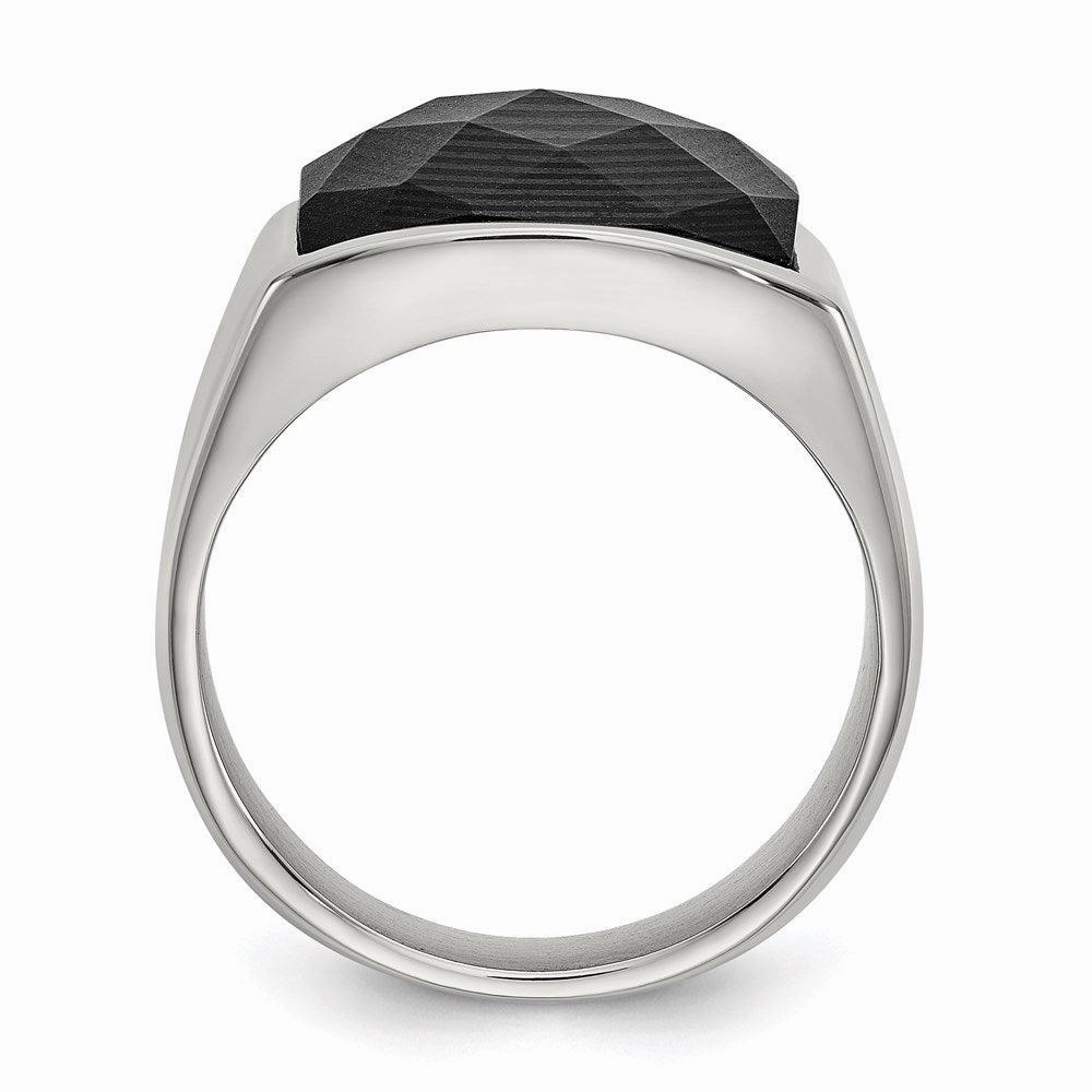 Stainless Steel Polished with Solid Black Carbon Fiber Ring