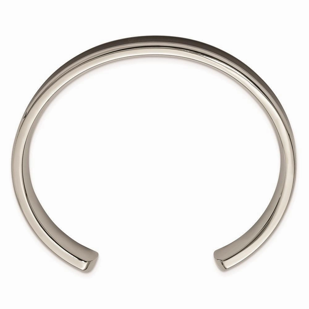 Stainless Steel Polished Wood Inlay Enameled Bangle