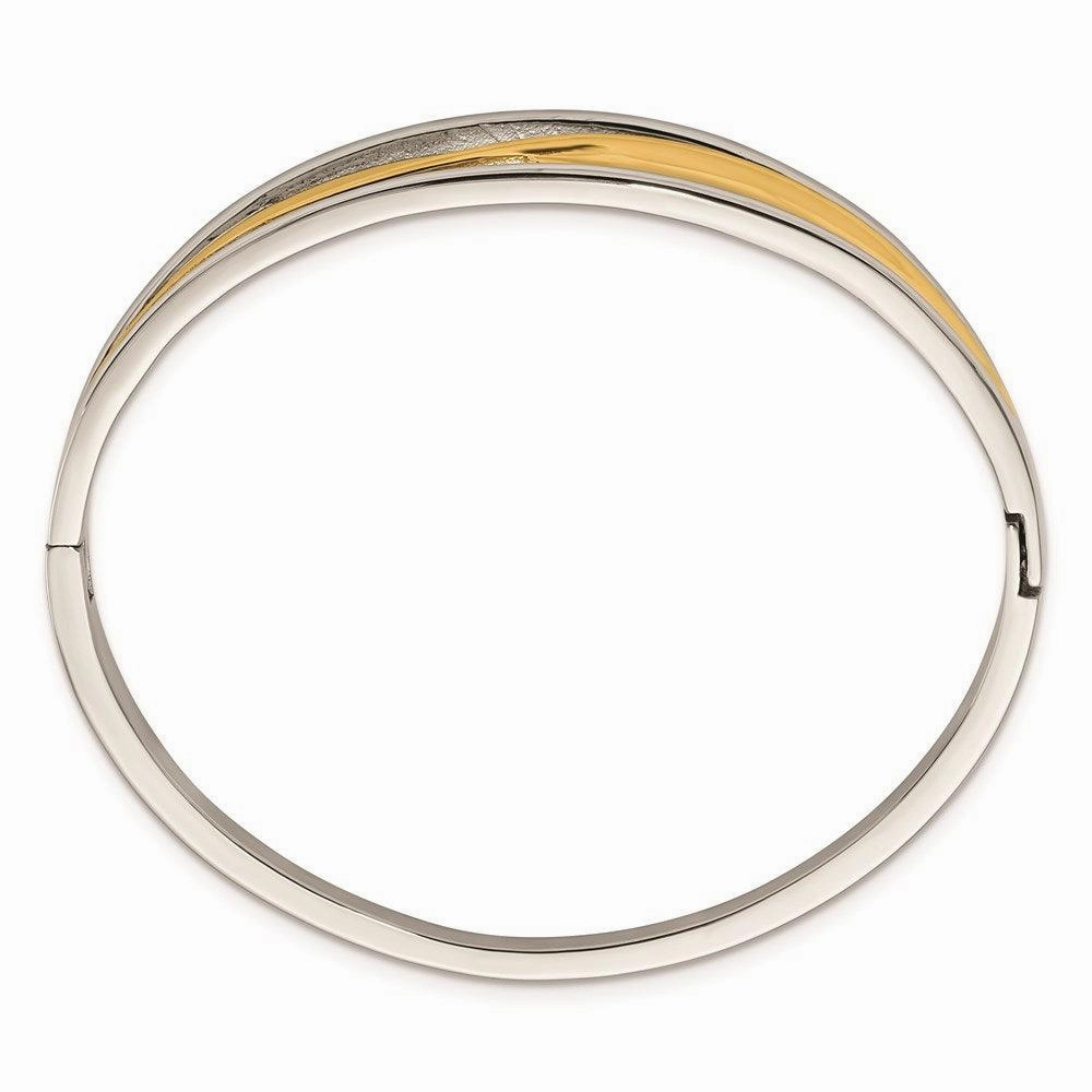 Stainless Steel Polished Yellow IP-plated Hinged Bangle