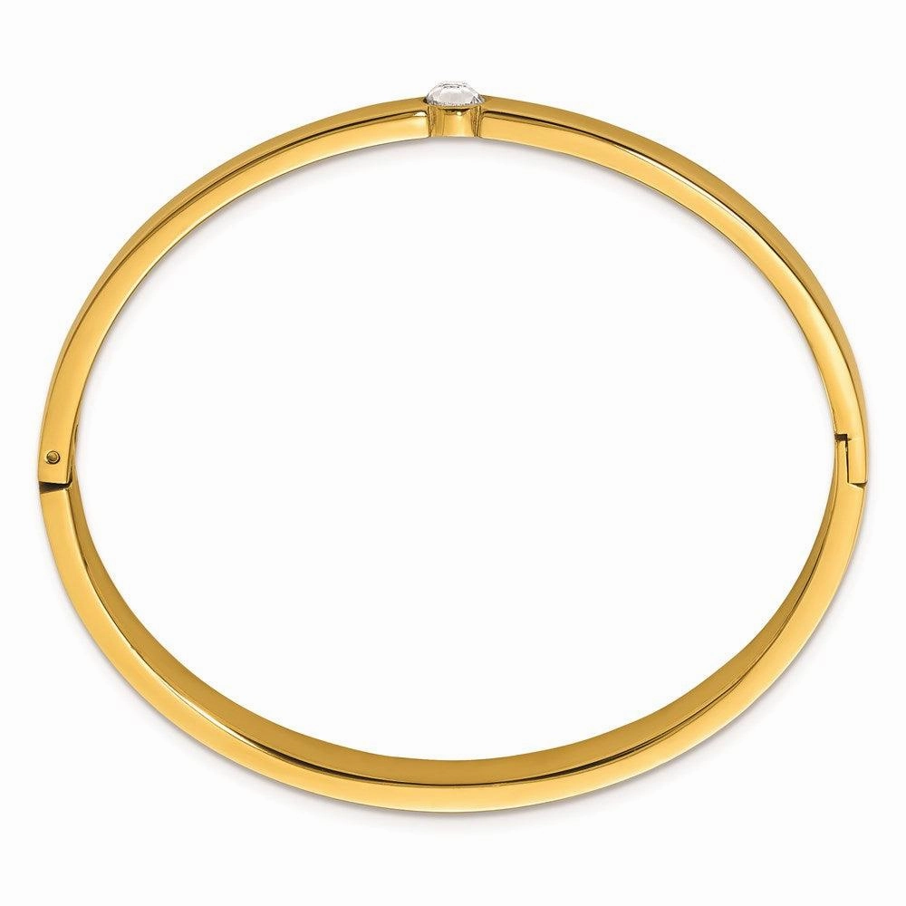 Stainless Steel Polished Yellow IP-plated Preciosa Crystal 6mm Hinged Bangl