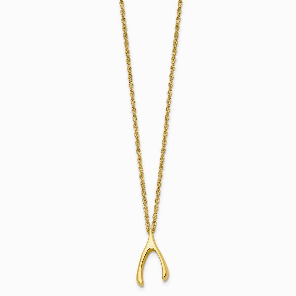Stainless Steel Polished Yellow IP-plated Wishbone Necklace