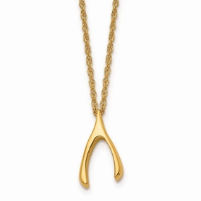 Stainless Steel Polished Yellow IP-plated Wishbone Necklace