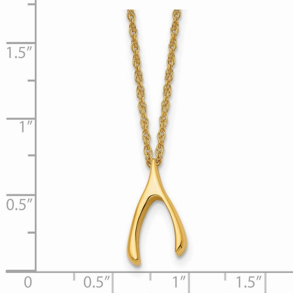 Stainless Steel Polished Yellow IP-plated Wishbone Necklace