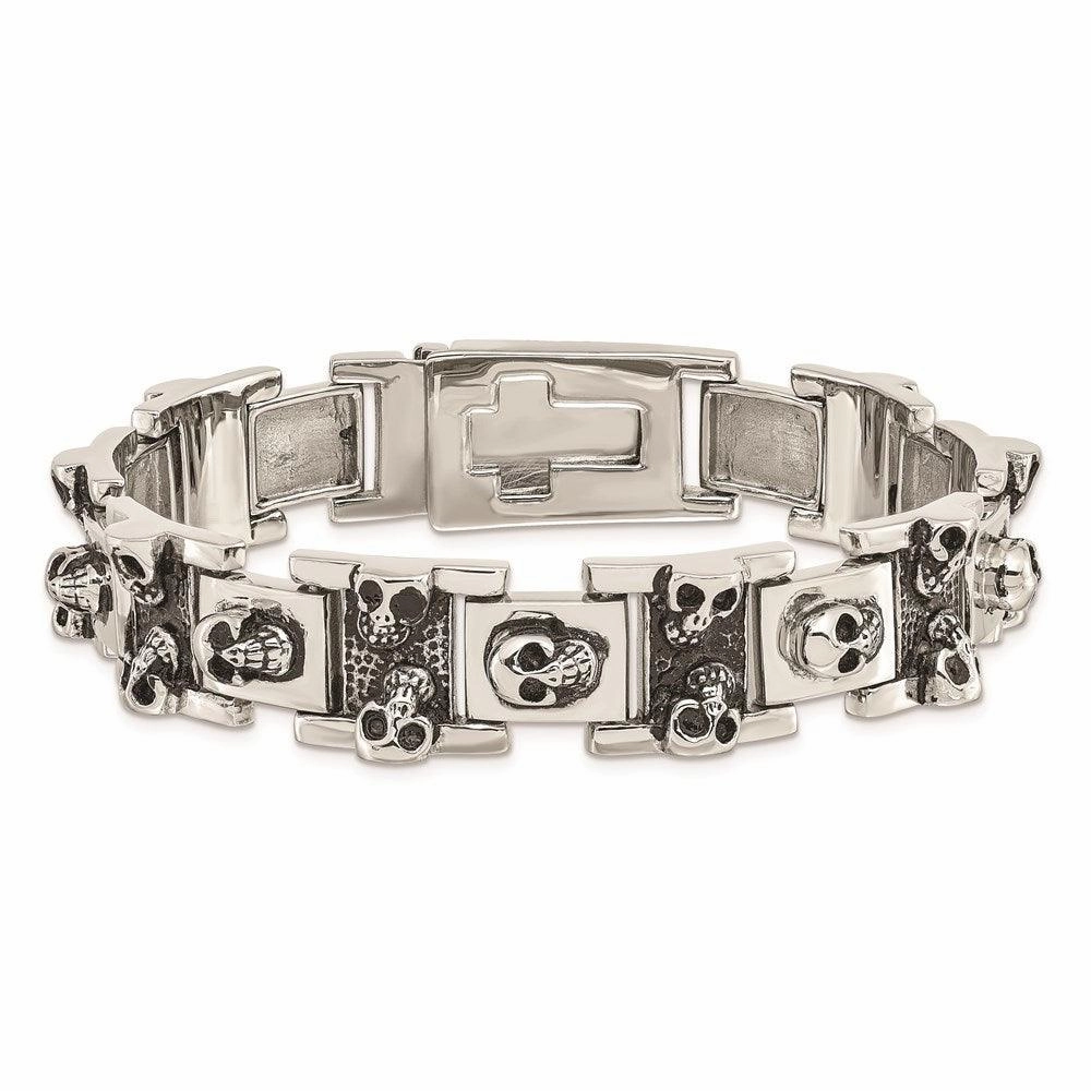 Stainless Steel Skull 8.25in Bracelet