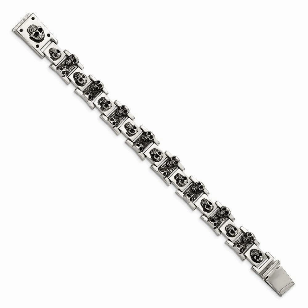 Stainless Steel Skull 8.25in Bracelet