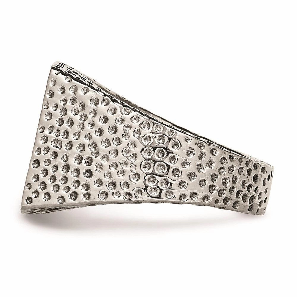Stainless Steel Textured Black Enameled Cross Ring