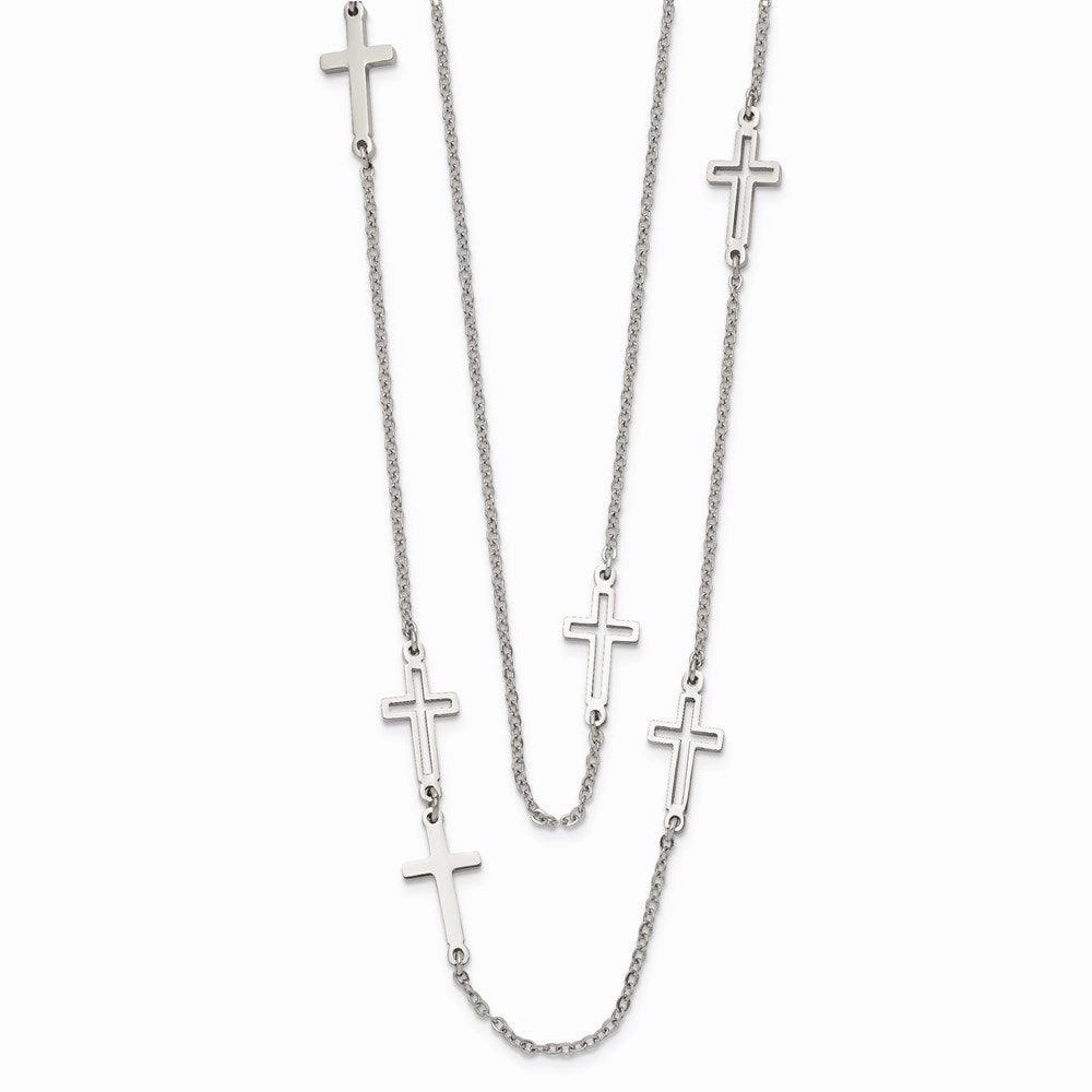Stainless Steel Two Strand Cross Necklace