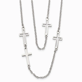 Stainless Steel Two Strand Cross Necklace