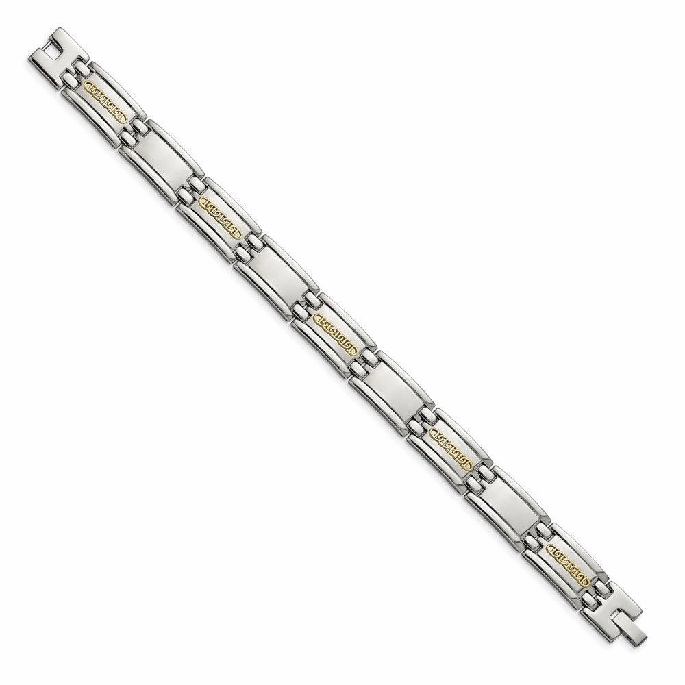 Stainless Steel w/14k Accent Polished 8.75in Link Bracelet