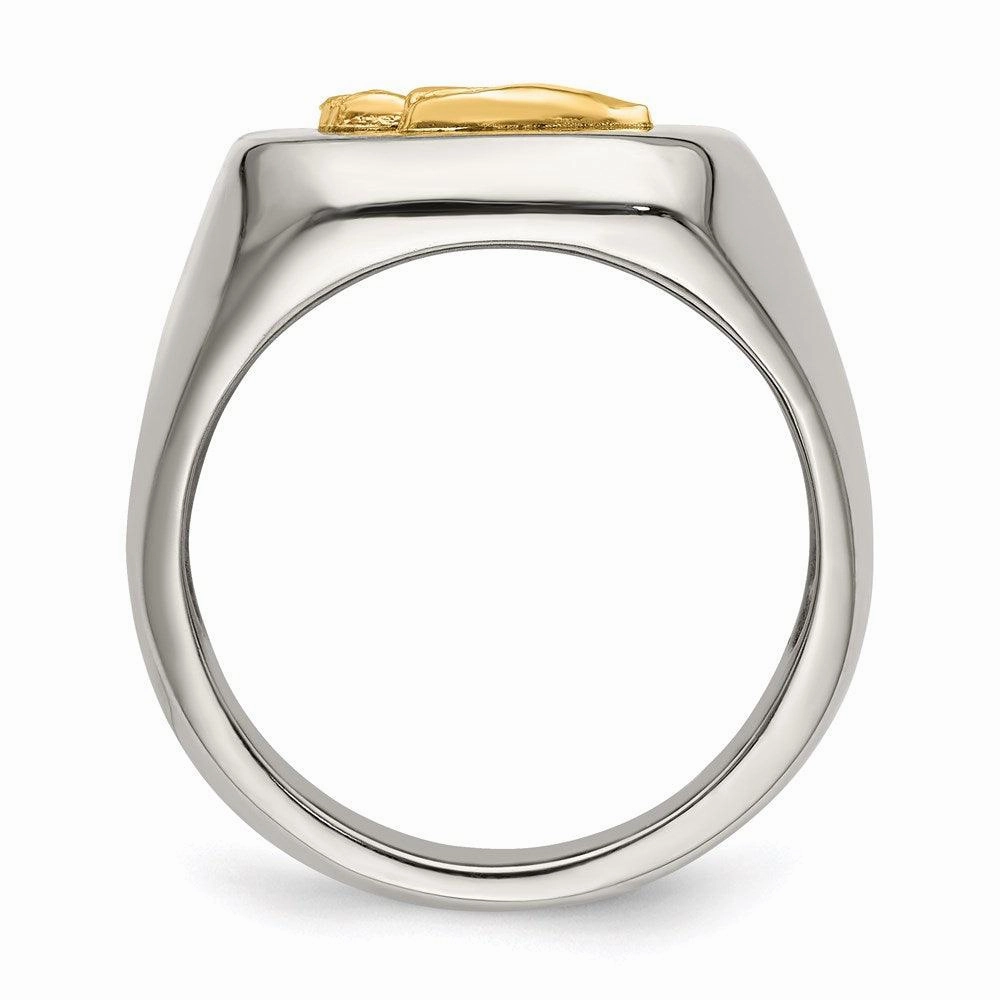 Stainless Steel w/14k Accent Polished Praying Hands Ring