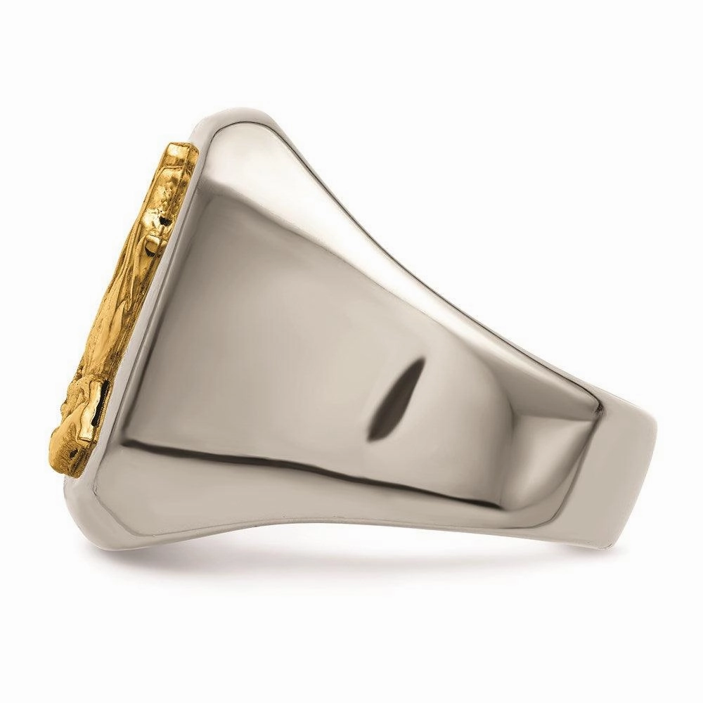 Stainless Steel w/14k Accent Polished Praying Hands Ring