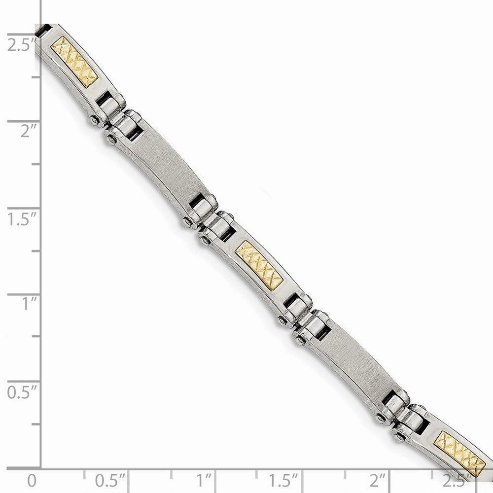 Stainless Steel w/14k Polished & Brushed Link Bracelet