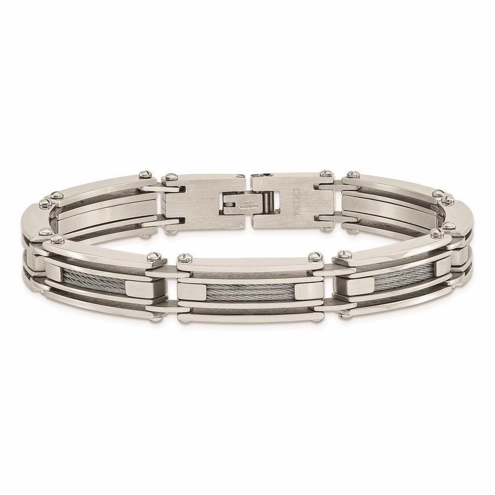 Stainless Steel Wire Brushed & Polished 9in Bracelet