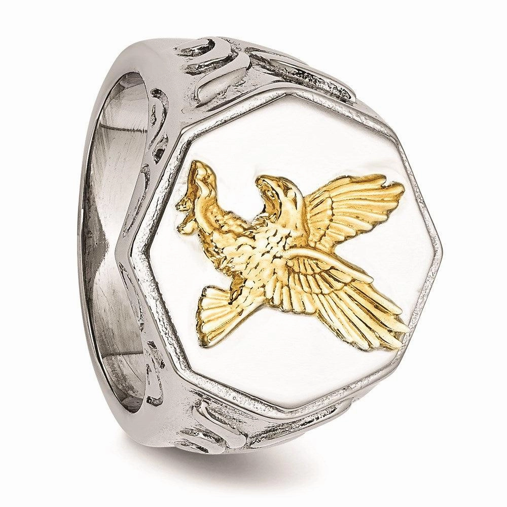 Stainless Steel Yellow IP-plated Eagle Polished Ring