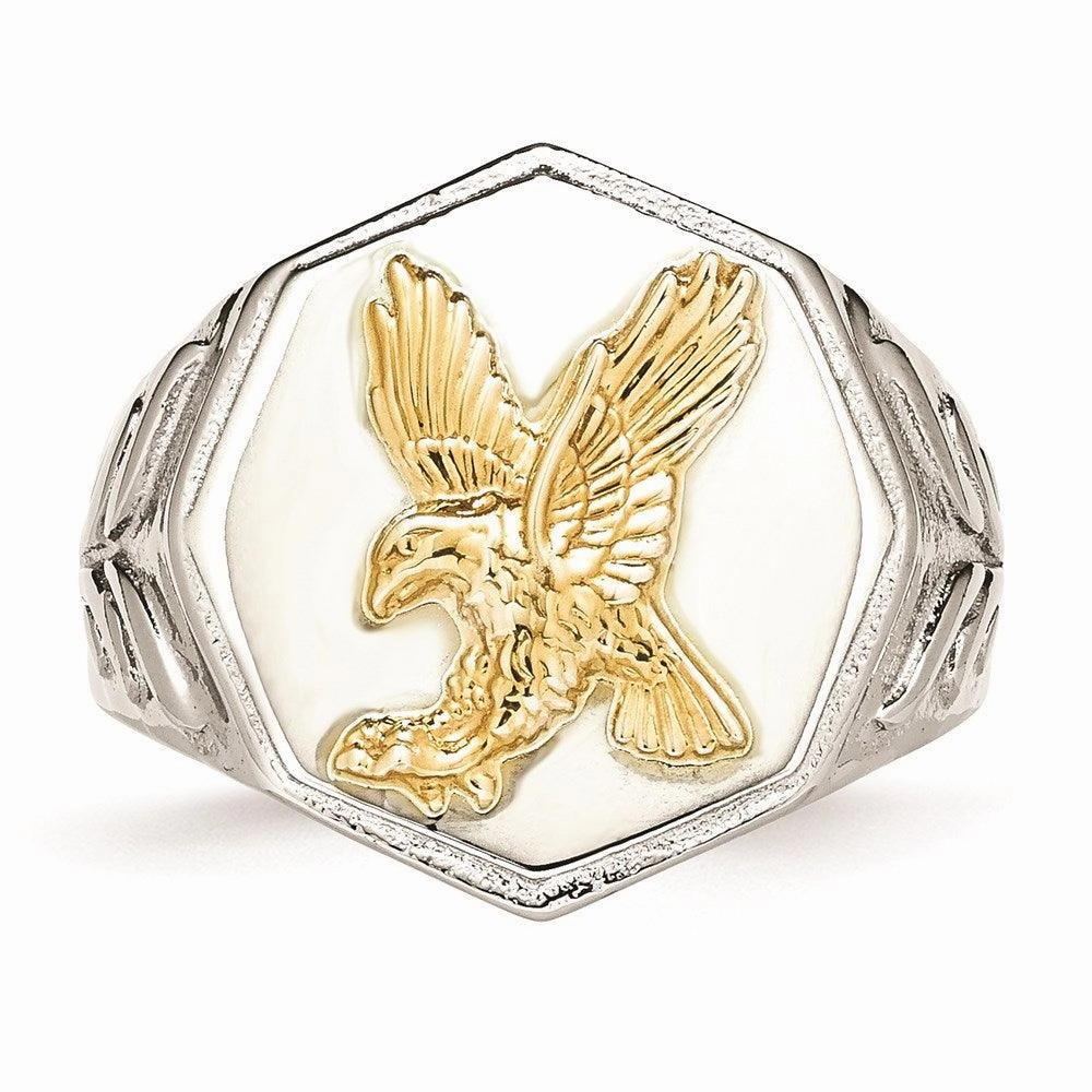Stainless Steel Yellow IP-plated Eagle Polished Ring