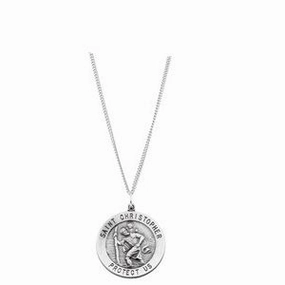 Sterling Silver 12 mm St. Christopher Medal 18 Necklace