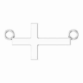 Sterling Silver 12x5.9 mm Sideways Cross 16-18" Necklace