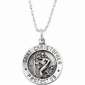 Sterling Silver 15 mm St. Christopher Medal 18 Necklace