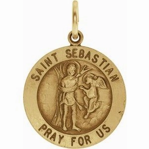 Sterling Silver 18 mm Round St. Sebastian Medal