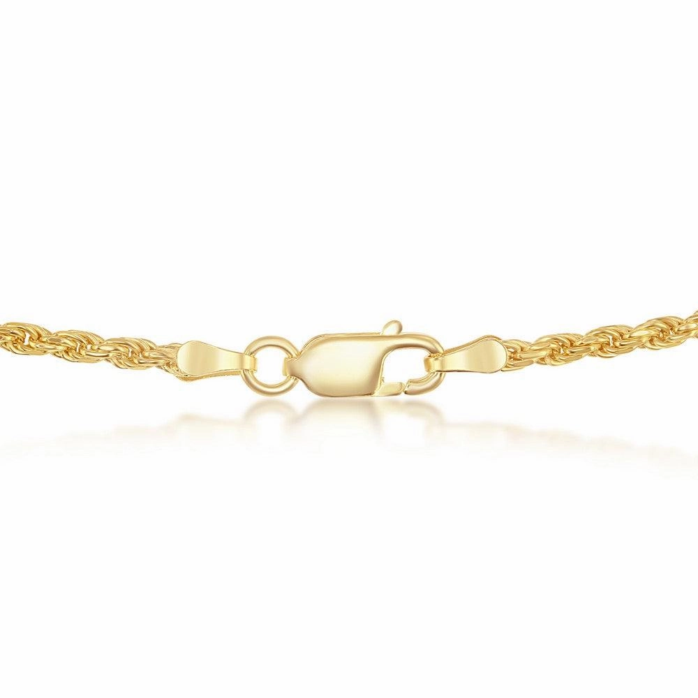 Sterling Silver 1.5mm Rope Chain - Gold Plated