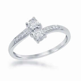 Sterling Silver 1/8th cttw Square Diamond Ring - DIW-1685