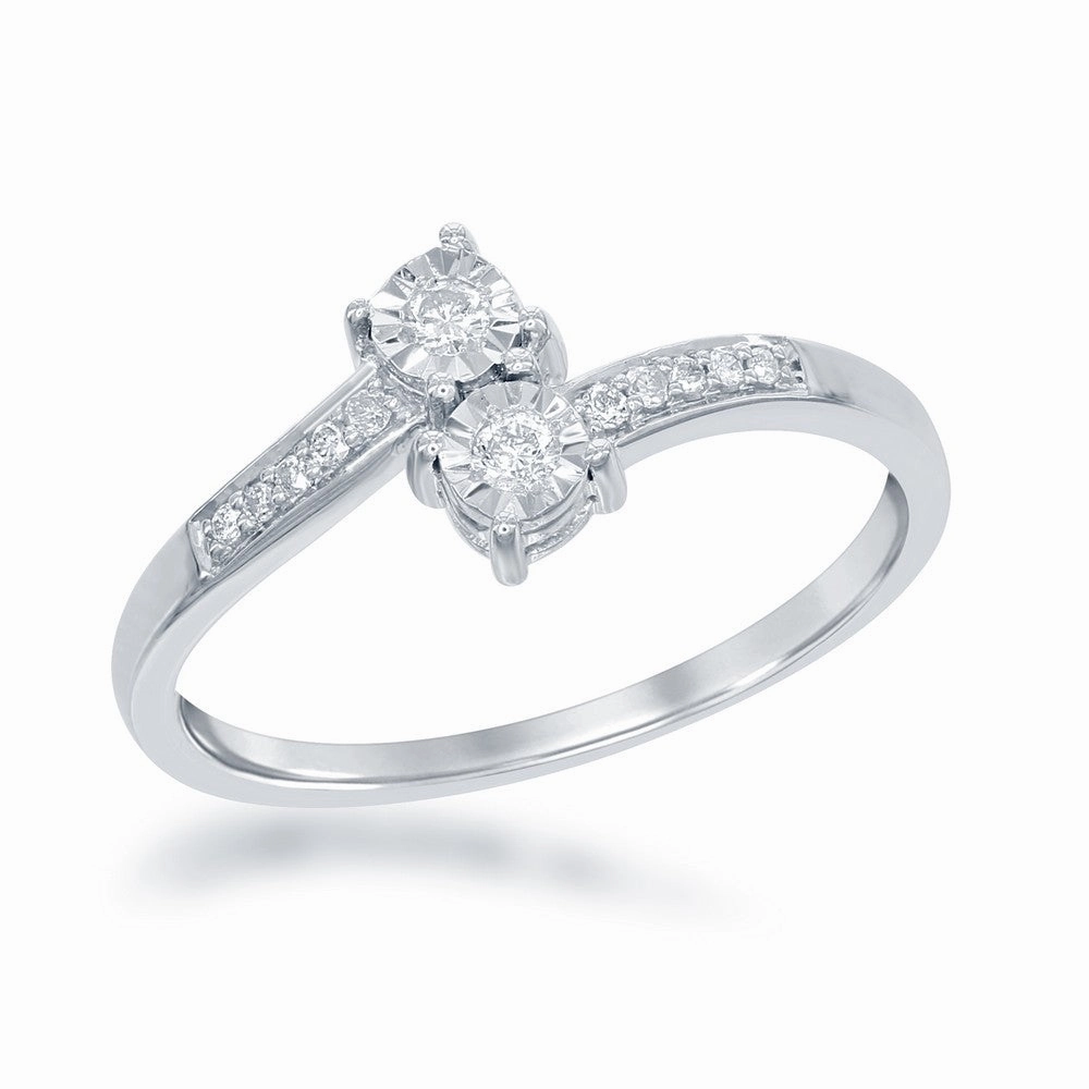 Sterling Silver 1/8th cttw Square Diamond Ring - DIW-1685