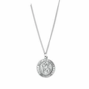 Sterling Silver 22 mm St. Christopher Medal 24 Necklace