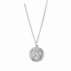 Sterling Silver 22 mm St. Christopher Medal 24 Necklace