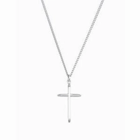 Sterling Silver 25.7x14 mm Cross 18" Necklace