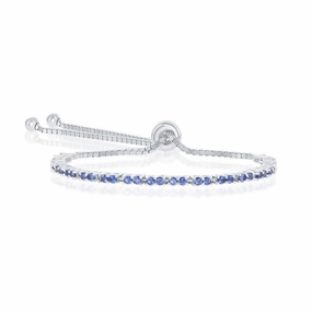 Sterling Silver 2mm Sapphire CZ 'September Birthstone' Bracelet