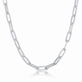 Sterling Silver 3.2mm Paper Clip Chain, 20"