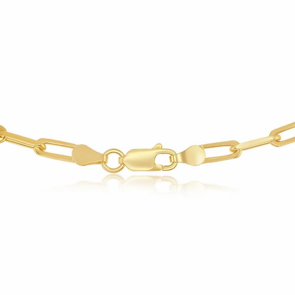 Sterling Silver 3.2mm Paper Clip Chain - Gold Plated