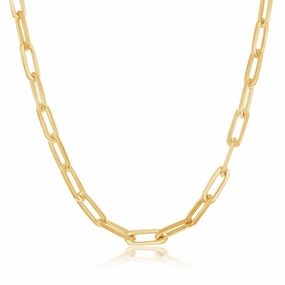 Sterling Silver 3.2mm Paper Clip Chain - Gold Plated