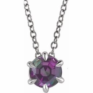 Sterling Silver 3/4 CT Natural Diamond Solitaire 16-18" Necklace
