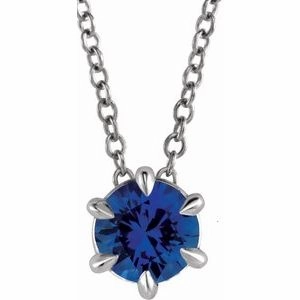 Sterling Silver 3/4 CT Natural Diamond Solitaire 16-18" Necklace
