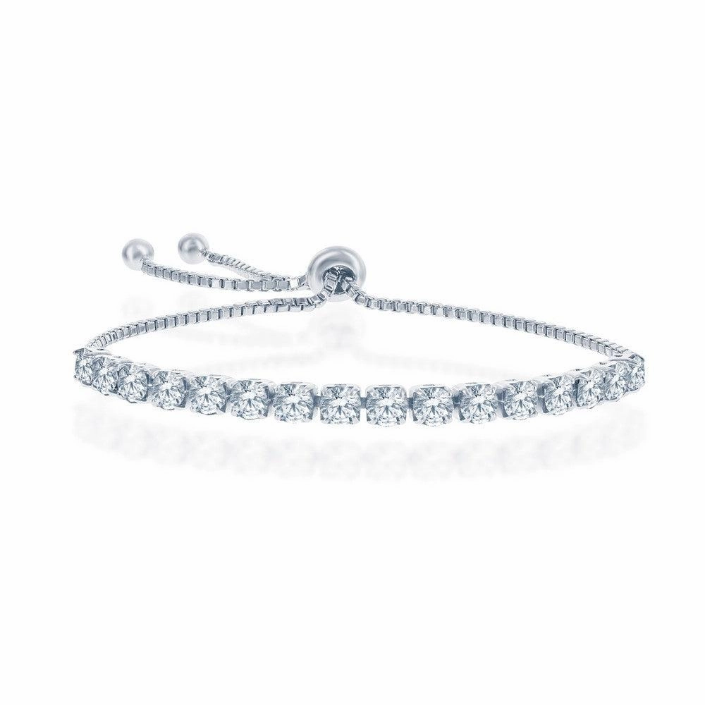 Sterling Silver 4mm Crystal "April" Swarovski Adjustable Bracelet