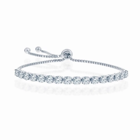 Sterling Silver 4mm Crystal "April" Swarovski Adjustable Bracelet