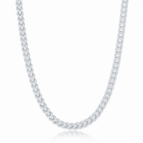 Sterling Silver 4mm Franco Chain (120 Gauge) - Rhodium Plated