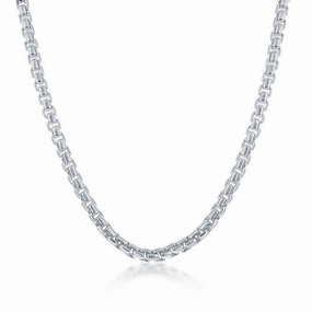 Sterling Silver 4mm Round Box Chain, 9"