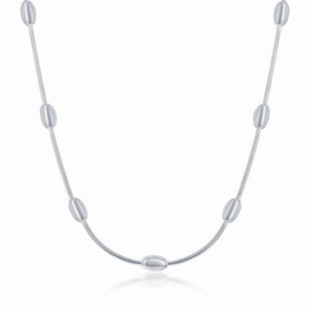 Sterling Silver 4mm Snake and Oval Beads Chain, 20"