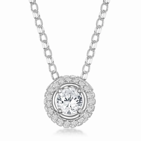 Sterling Silver 4mm White Topaz Pendant
