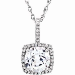 Sterling Silver 6.5-7 mm Cultured White Freshwater Pearl & .015 CTW Natural Diamond 18" Necklace