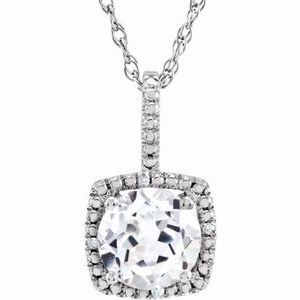 Sterling Silver 6.5-7 mm Cultured White Freshwater Pearl & .015 CTW Natural Diamond 18" Necklace