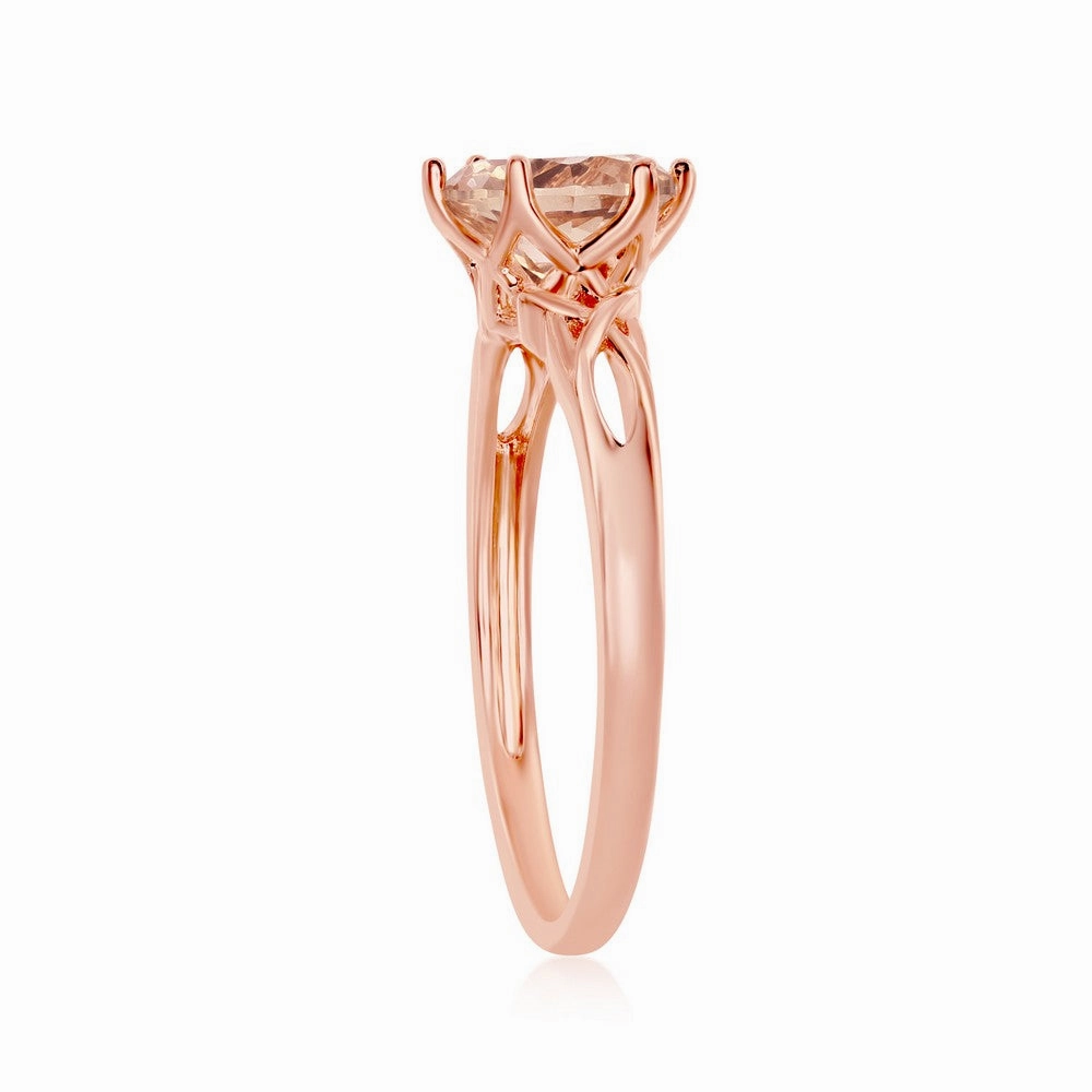 Sterling Silver 6-Prong 7mm Round Morganite CZ Ring - W-1938