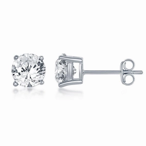 Sterling Silver 6mm Crystal Stud Earrings