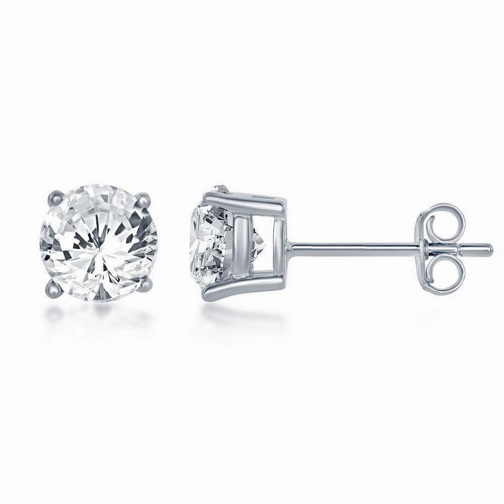 Sterling Silver 6mm Crystal Stud Earrings