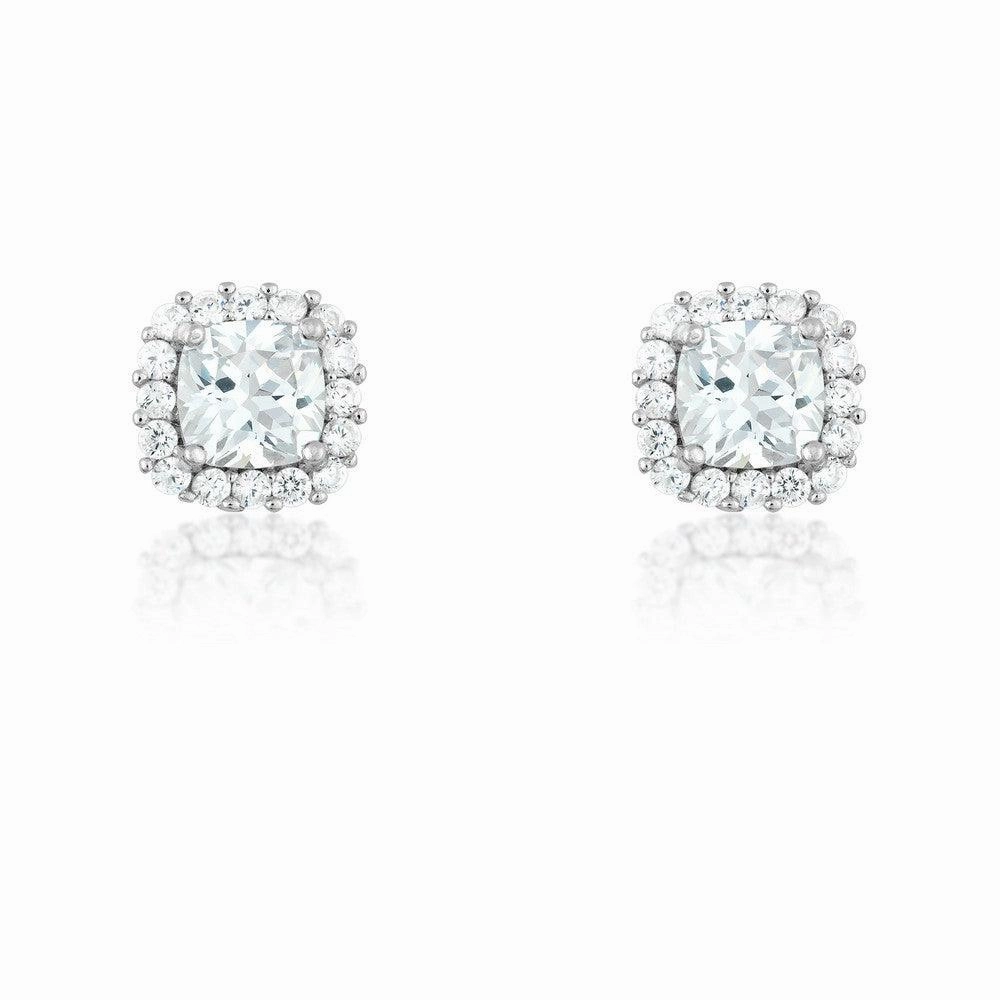 Sterling Silver 6mm CZ Square Stud Earrings