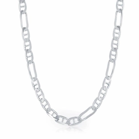 Sterling Silver 6mm Figaro Gucci Chain, 20"