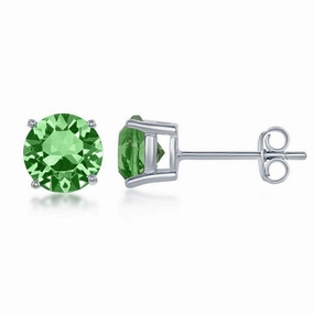 Sterling Silver 6mm Green Peridot Stud Earrings
