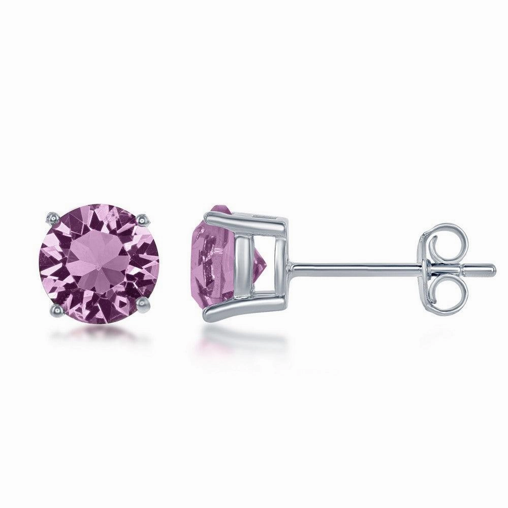 Sterling Silver 6mm Light Purple Amethyst Earrings